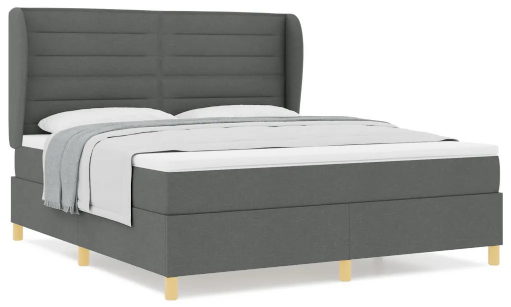 Boxspring Ágy Matraccal Sötétszürke, 180x200 cm Szövet