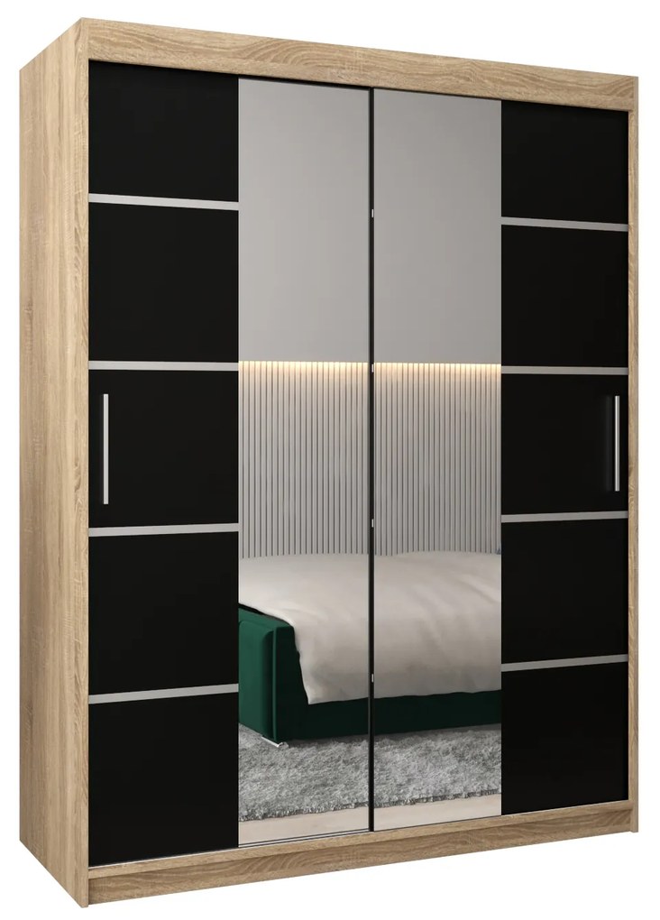 Ruhásszekrény 180 cm Verika 4 180 (szonoma tölgy + fekete). 1064299