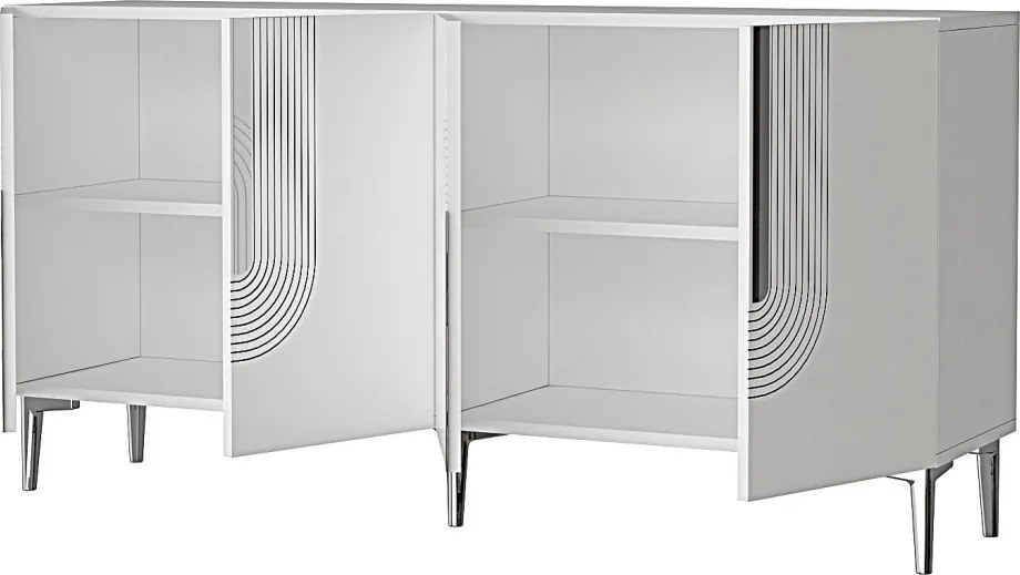 Meyra komód, fehér-ezüst, 150 cm