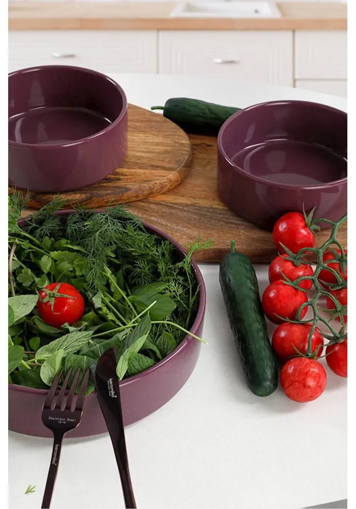 3 db-os lila kerámia tálka szett, ø 21 cm - My Ceramic