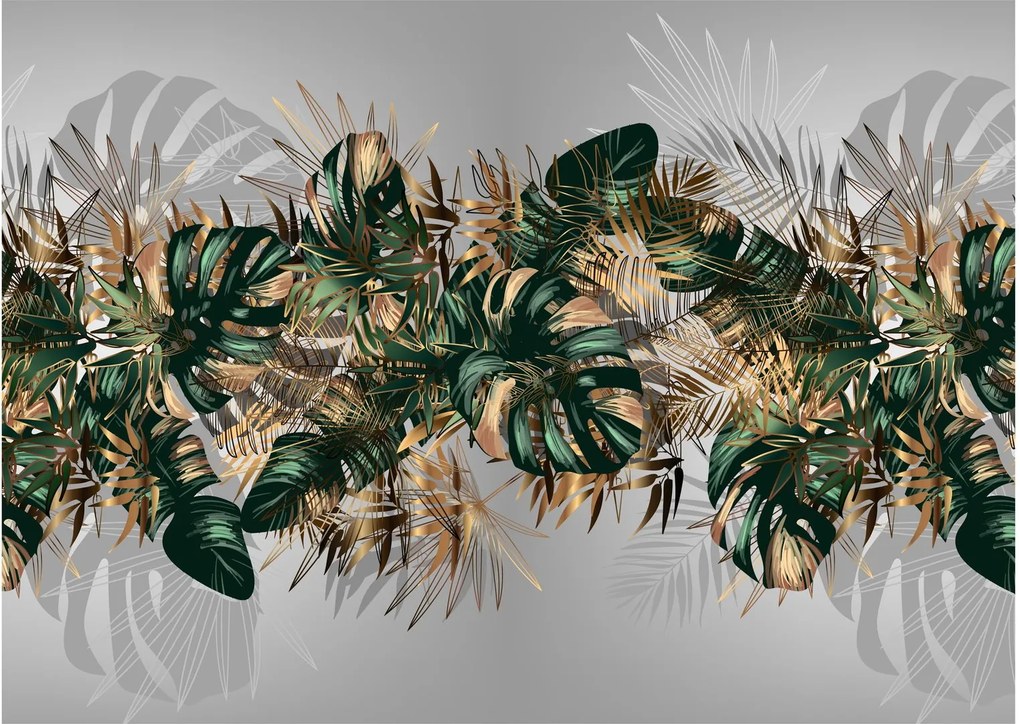 Kép - Gold-green, trópusi levelek (70x50 cm)