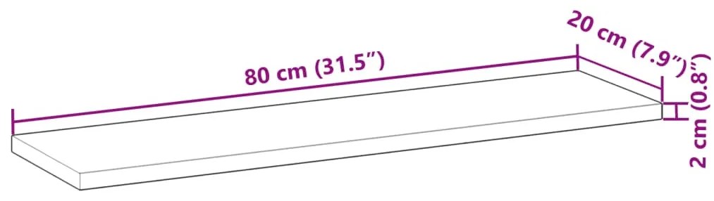 4 db kezeletlen tömör akácfa függőpolc 80 x 20 x 2 cm