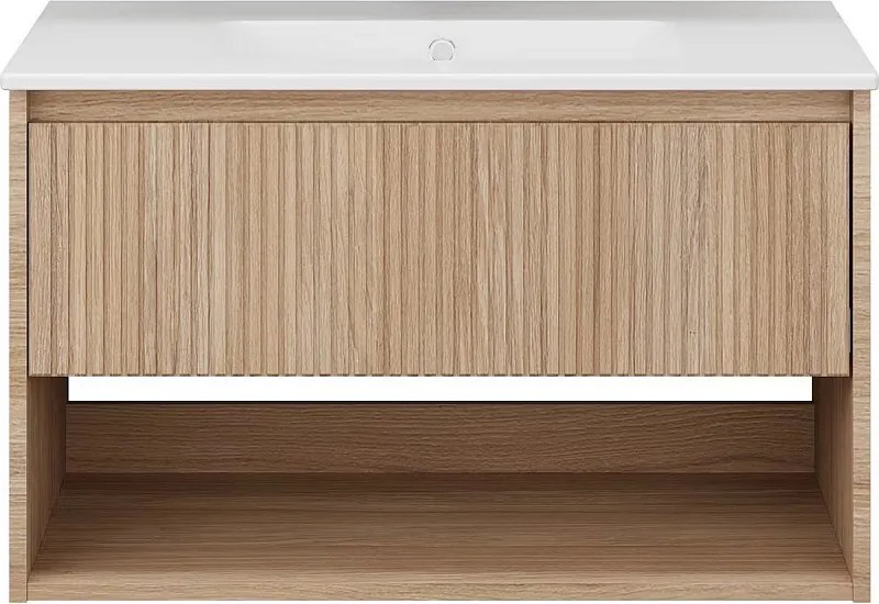 TMP SLIM STRIPE 60 fali függesztett fürdőszobabútor - SKY E-8099-60 porcelán mosdóval - 61 x 46 cm