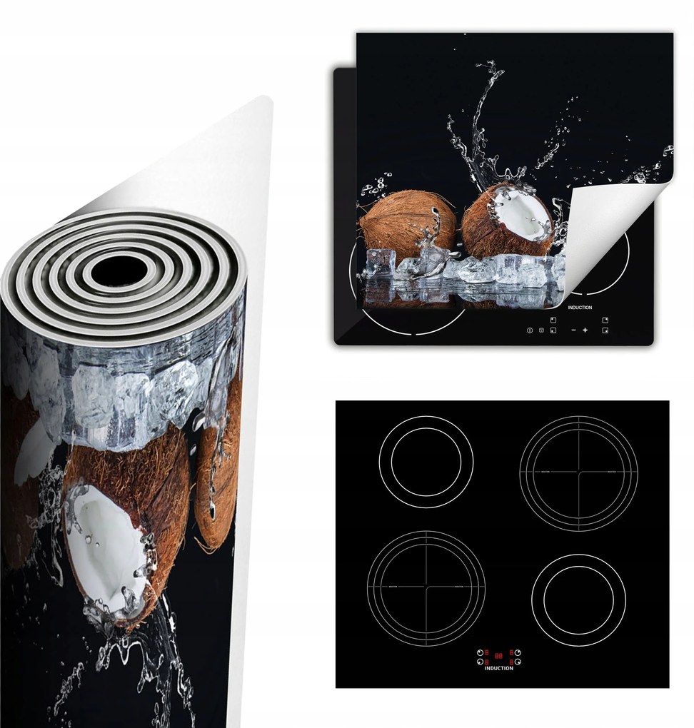 Tűzhelyvédő Szőnyeg Több Hely 60x52 fekete fagylalt gyümölcs