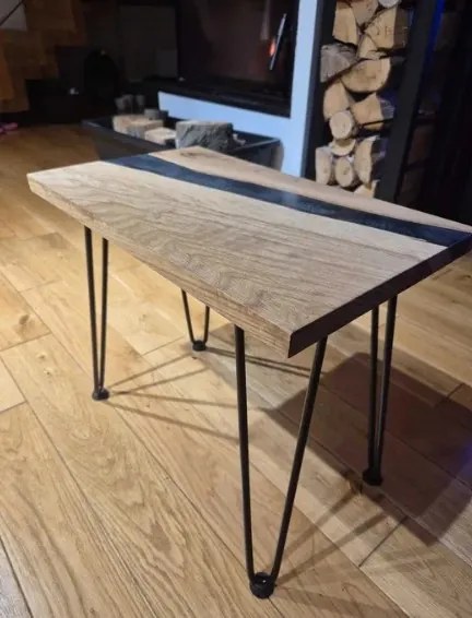 Éjjeliszekrény/kávézóasztal – natúr fa (dió, tölgy)/epoxigyanta