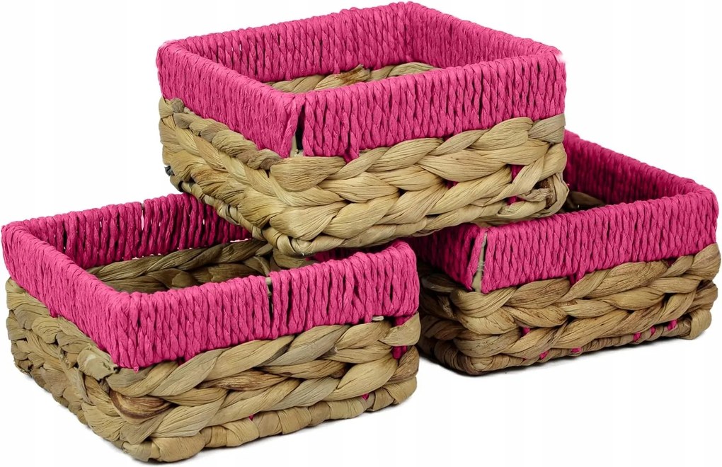 3 db-os kosár szett rózsaszín szélekkel Dekoratív Ajándékdoboz