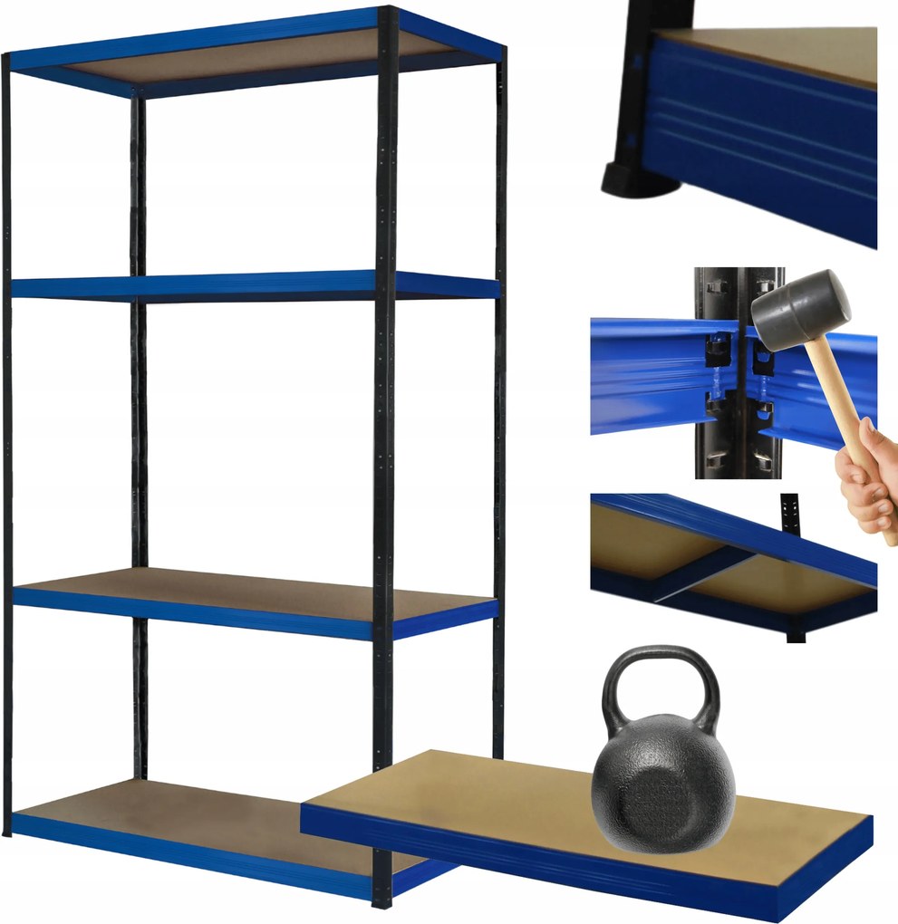 Fém tároló állvány garázs állvány Helios 180x100x60cm 4Px175kg