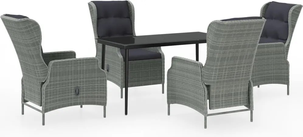 vidaXL 5 részes világosszürke kerti étkezőgarnitúra