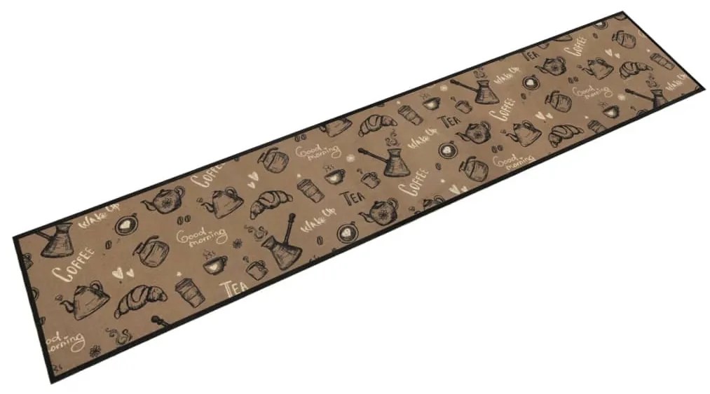 barna reggeli mintás mosható bársony konyhaszőnyeg 60x300 cm