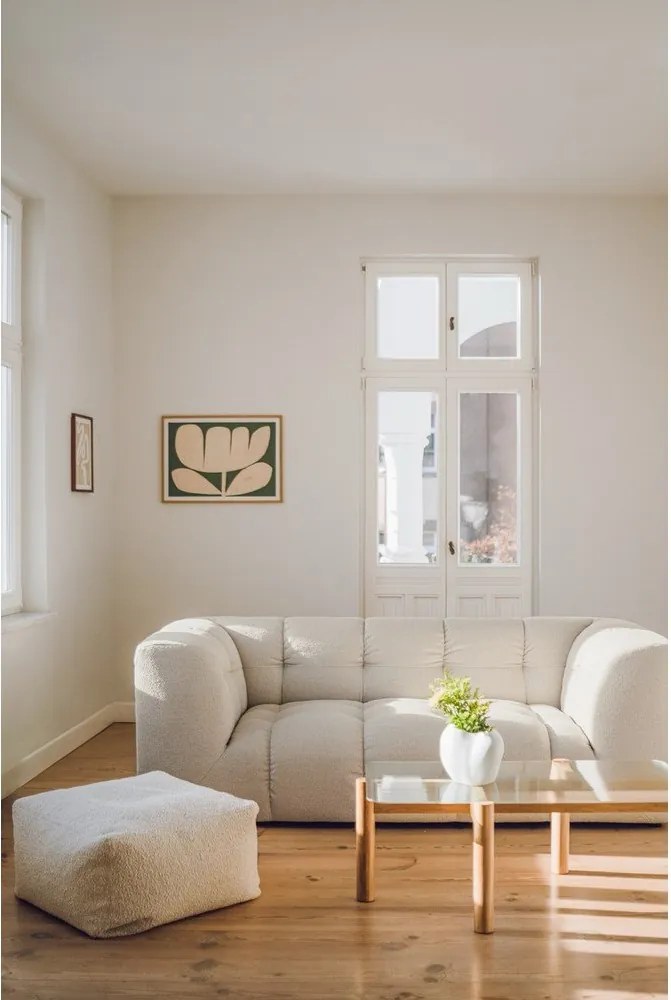 Natúr színű dohányzóasztal üveg asztallappal 55x105 cm Kob – noo.ma