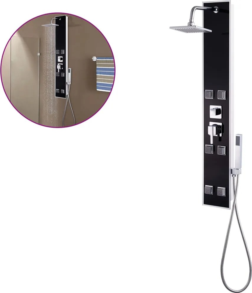 vidaXL fekete üveg zuhanypanel 18 x 42,1 x 120 cm