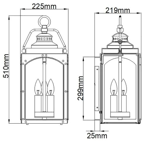 Feiss FE-RANDHURST-L-CO-Kültéri fali lámpa RANDHURST 3xE14/40W/230V IP44