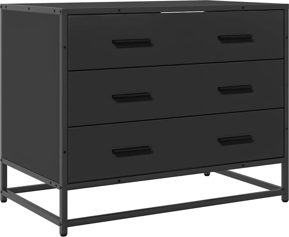 vidaXL fekete szerelt fa fiókos szekrény 70x41x56 cm