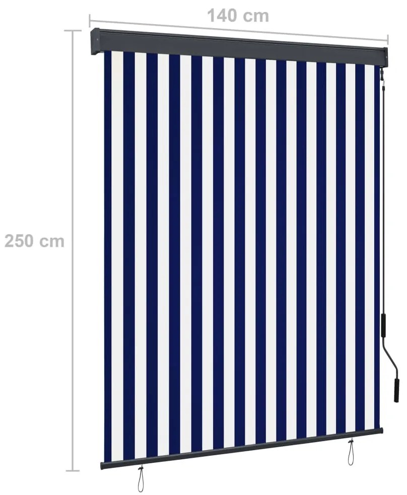 fehér és kék kültéri roló 140 x 250 cm