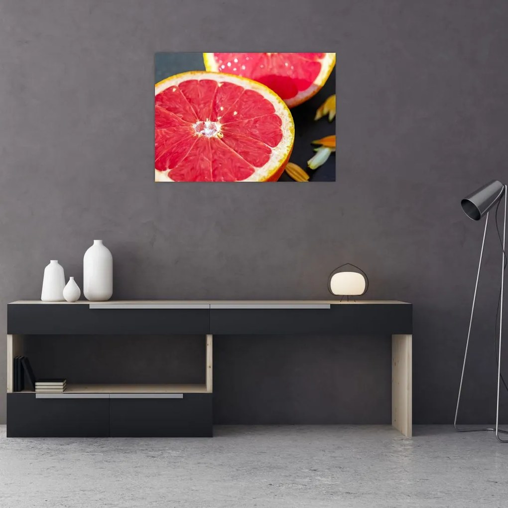 Szeletelt grapefruit képe (üvegen) (70x50 cm)