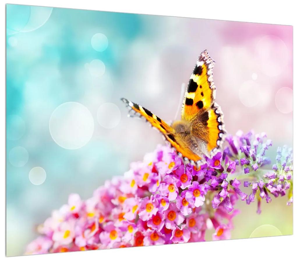 Pillangó a virágon képe (70x50 cm)