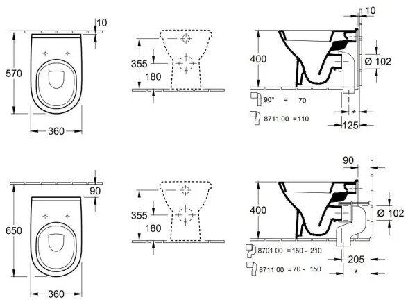 Villeroy & Boch 56571001 - Álló WC O.NOVO kerámia/fehér