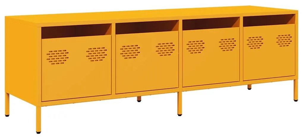 mustársárga hidegen hengerelt acél TV-szekrény 135x39x43,5 cm