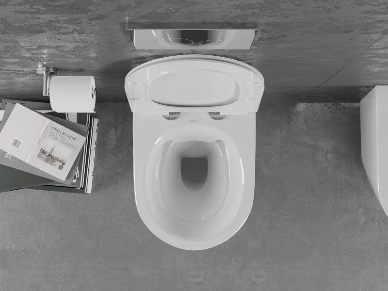 Mexen LENA Perem nélküli, falra akasztható wc csésze lassan süllyedő ülőkés SLIM, 48 x 36 cm, fehér, 30224000