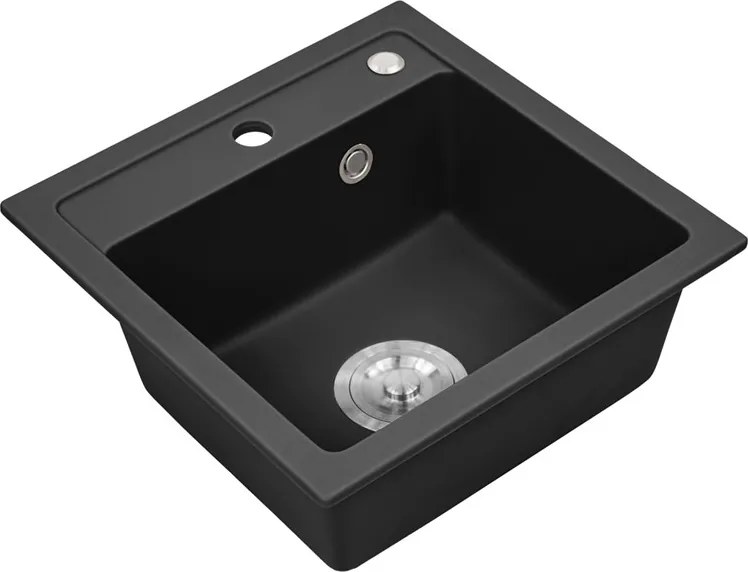 Nia szögletes egy medencés gránit mosogató fekete