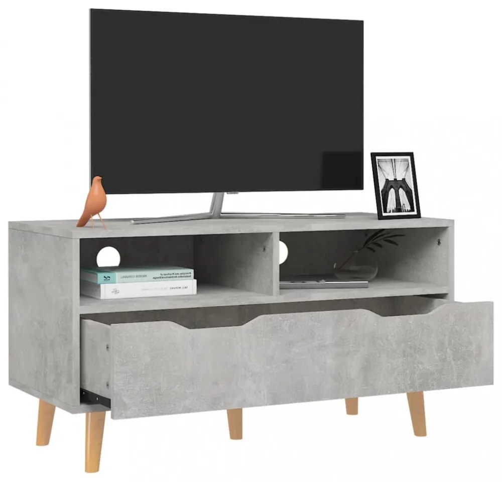 betonszürke szerelt fa TV-szekrény 90 x 40 x 48,5 cm