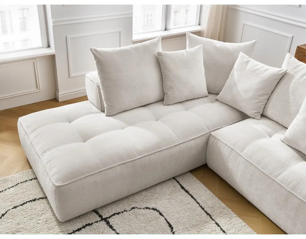 Bézs zsenília sarokkanapé (jobb oldali-L alakú) Whesley – Bobochic Paris