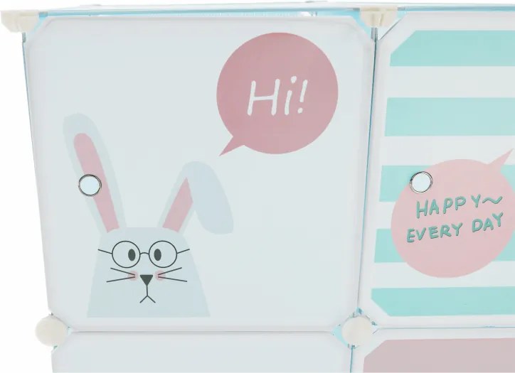 Gyerek szekrény, kék/gyerek minta, EDRIN