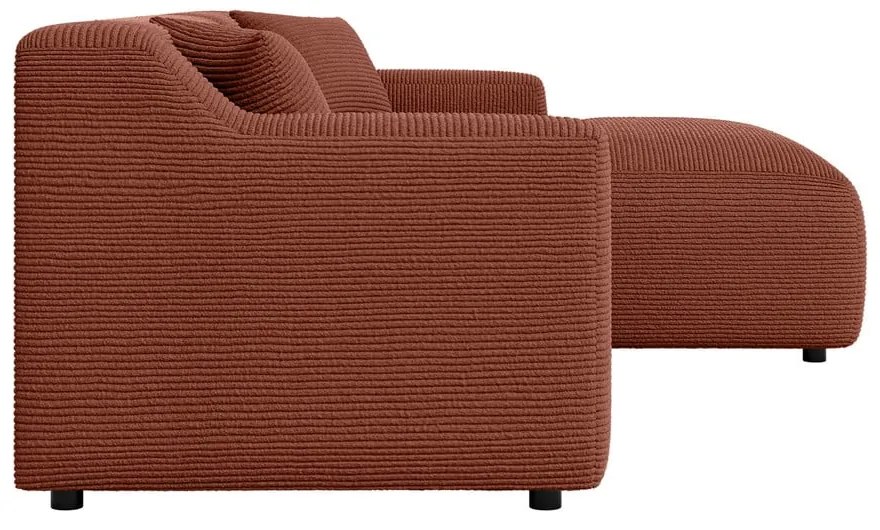 Téglavörös kordbársony sarokkanapé (jobb oldali-heverő résszel) Martin – Ropez