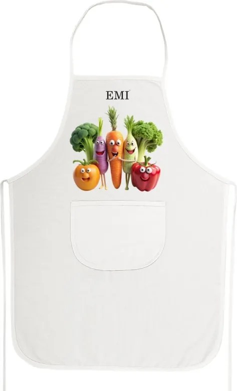 EMI Happy Veggie konyhai kötény, Fehér