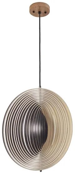 Fa függeszték zsinóron, 1xE27/60W/230V, átmérő 50 cm, tömör/furnér/kaucsukfa