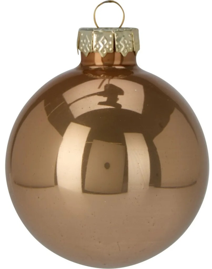 16 darabos karácsonyi díszkészlet Crystal Harmony,cofee, átmérő 5 cm, üveg, 5 cm átmérőjű