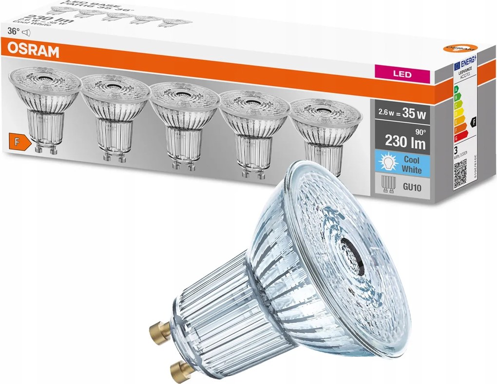 5PAK Led izzó GU10 2,6W 35W 230lm 4000K Semleges 36° Osram Base