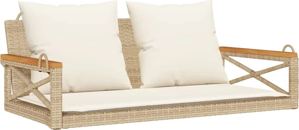 vidaXL bézs polyrattan hintapad párnákkal 109 x 62 x 40 cm