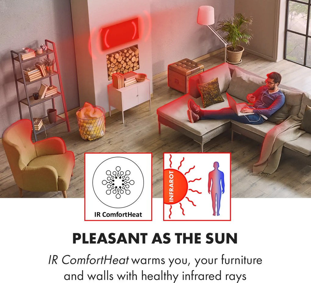 Klarstein Wonderwall Air Art Smart, infravörös hősugárzó, 80 x 60 cm, 500 W, márvány