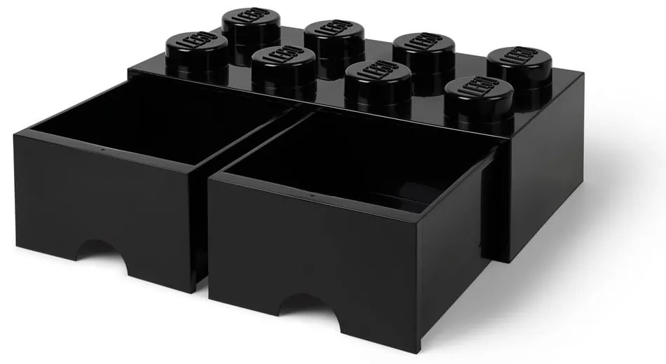 Négyszögeletes fekete tárolódoboz 2 fiókkal - LEGO®