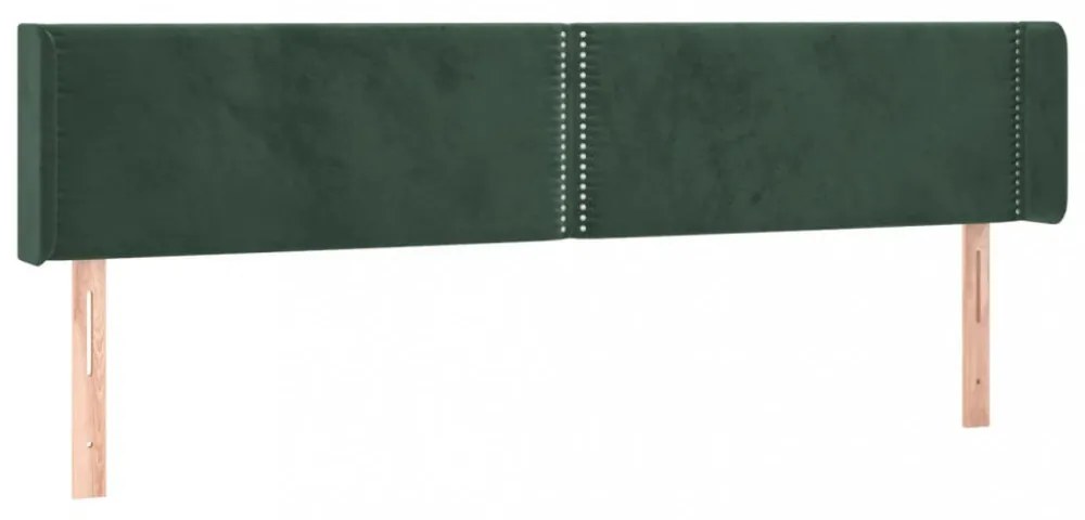sötétzöld bársony LED-es fejtámla 203 x 16 x 78/88 cm