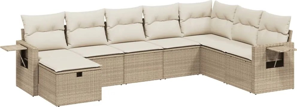 vidaXL 8 részes bézs polyrattan kerti ülőgarnitúra párnával