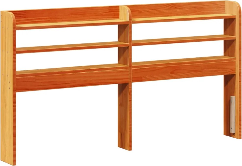vidaXL viaszbarna tömör fenyőfa fejtámla polcokkal 135 cm