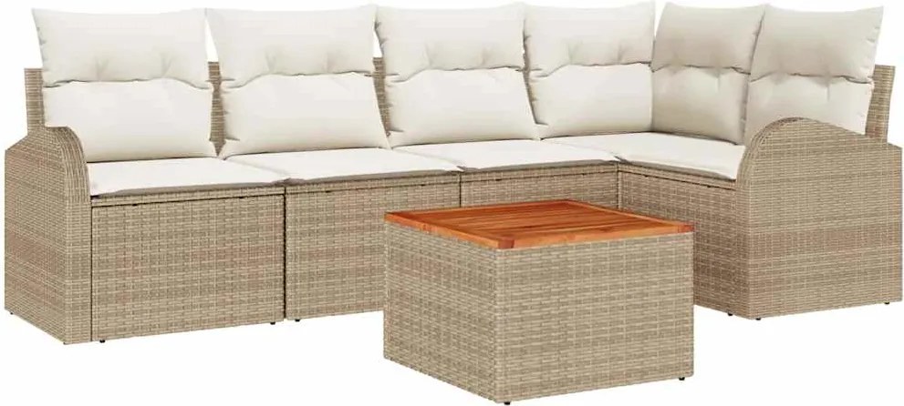 vidaXL Kerti Kanapé Szett tárolóval 6 pcs Beige és krém polirattan