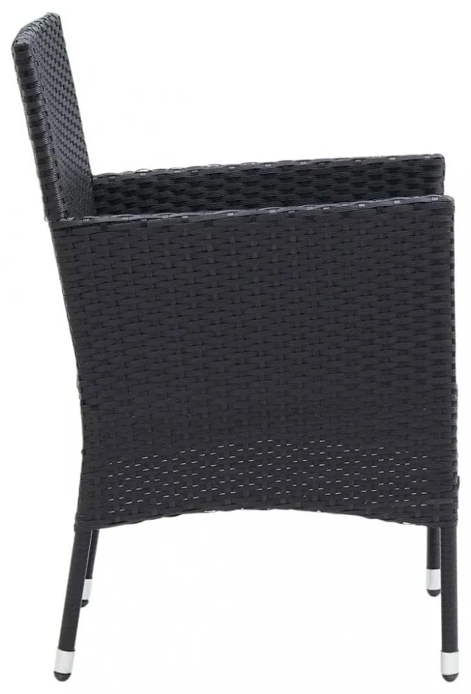 vidaXL 5 részes fekete polyrattan kerti étkezőgarnitúra párnákkal