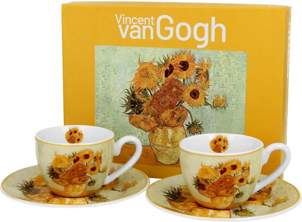 2 db-os csészealj szett Van Gogh Sunflowers Espresso Kávéhoz 90ml