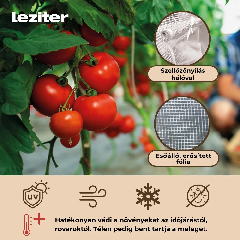 Fóliasátor 200x250x400 cm erősített vázzal+fólia