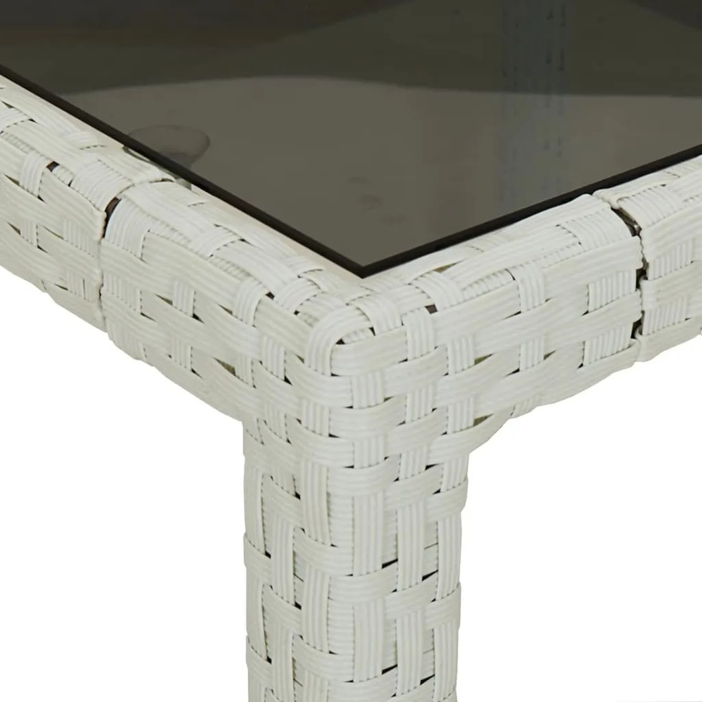 7 részes fehér polyrattan/üveg kerti étkezőgarnitúra párnával