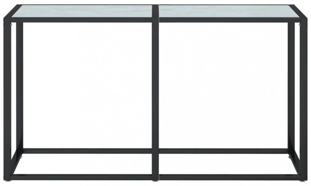 fehér márványszínű edzett üveg tálalóasztal 140 x 35 x 75,5 cm