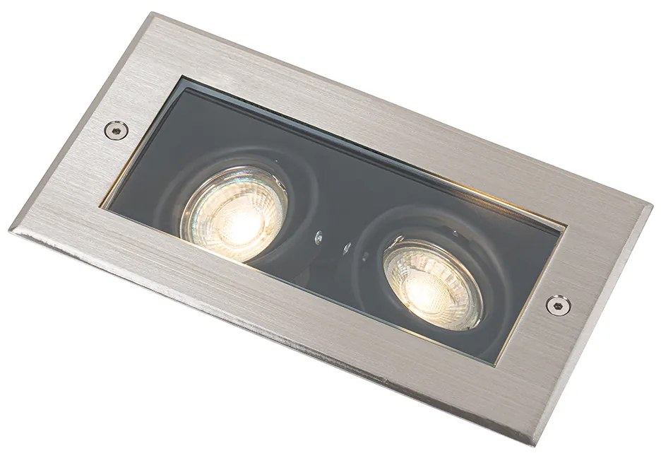 Okos Talajba Süllyesztett Spotlámpa Acél 2-Fényes Állítható IP65 2 GU10 50mm-es Fényforrással - Oneon