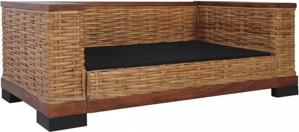 3 részes barna természetes rattan kanapészett párnákkal