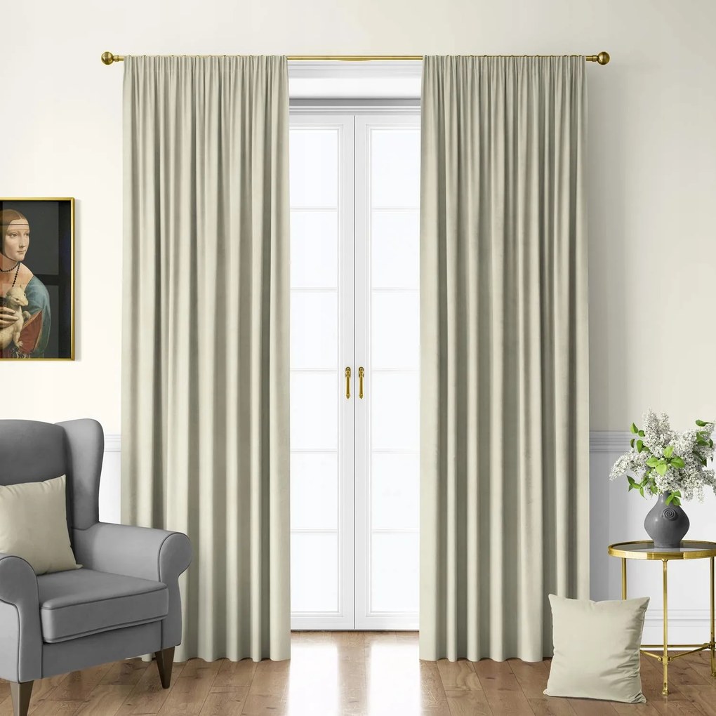 Velvet Függöny, Velúr, Szalaggal 140 széles x 270 magas 70% Beige