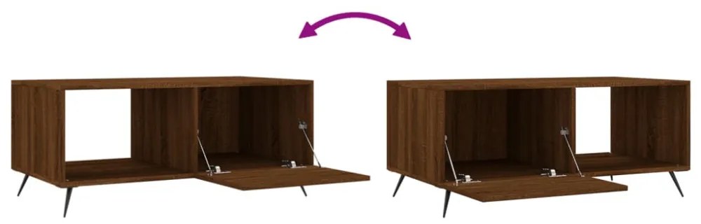 barna tölgyszínű szerelt fa dohányzóasztal 90 x 50 x 40 cm