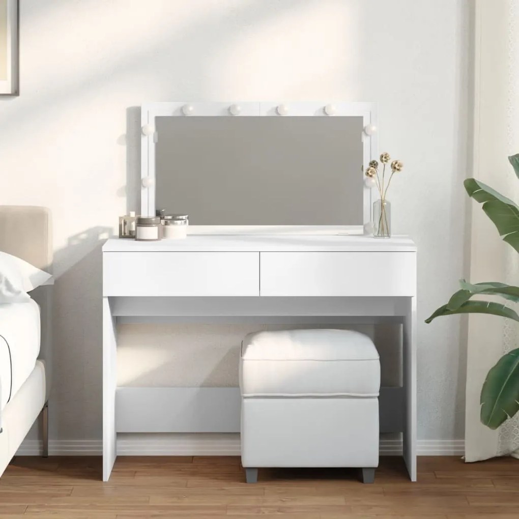 fehér fésülködőasztal LED-del 100 x 40 x 130 cm