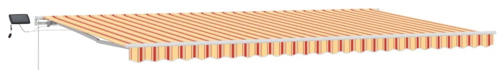 Kézi Behúzható Napellenző LED-del, Sárga és Narancs 600x300 cm